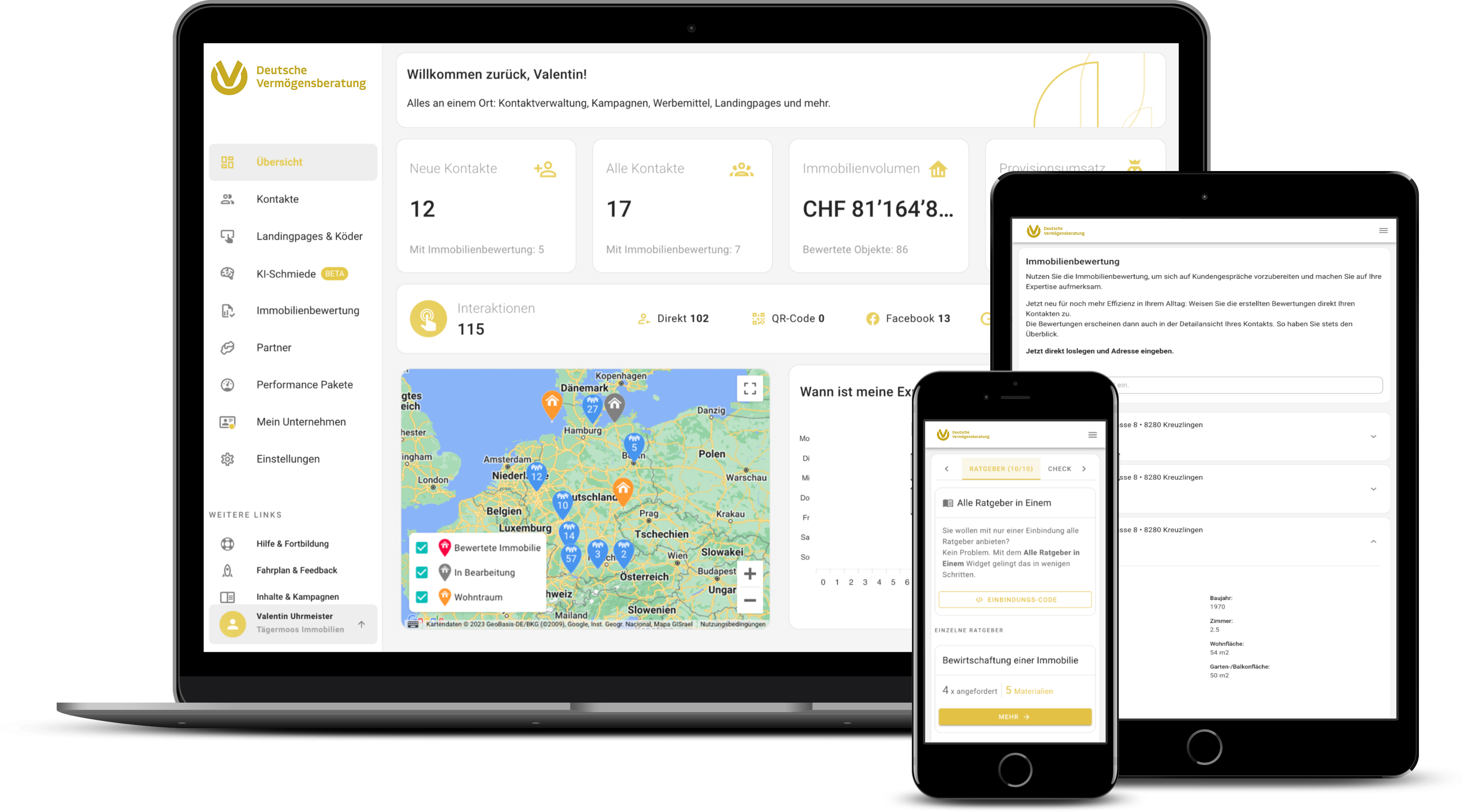 Das DVAG-White-Label-System von BOTTIMMO auf Laptop, Tablet und Smartphone