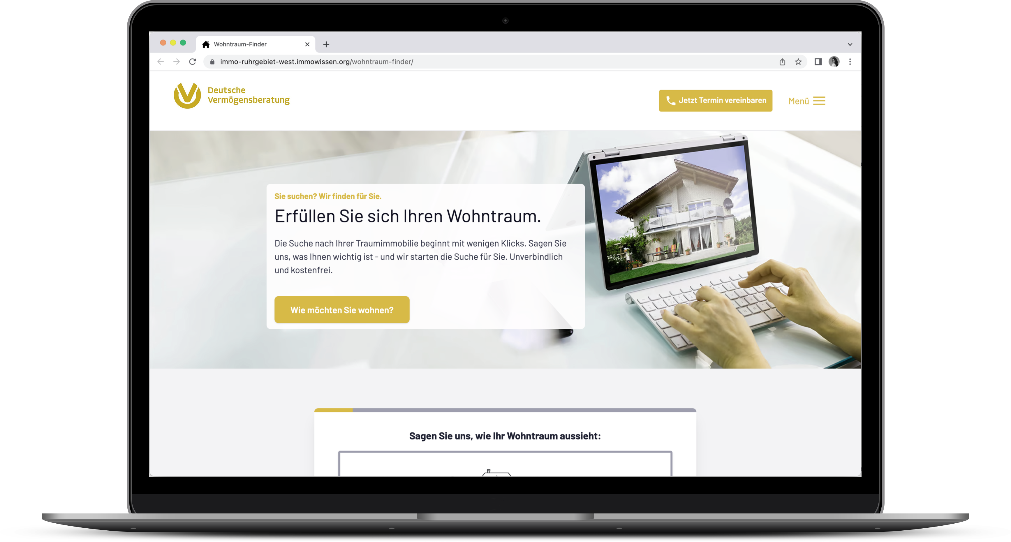Gebrandete Landingpage mit persönlichem Finanzcoach als Absender