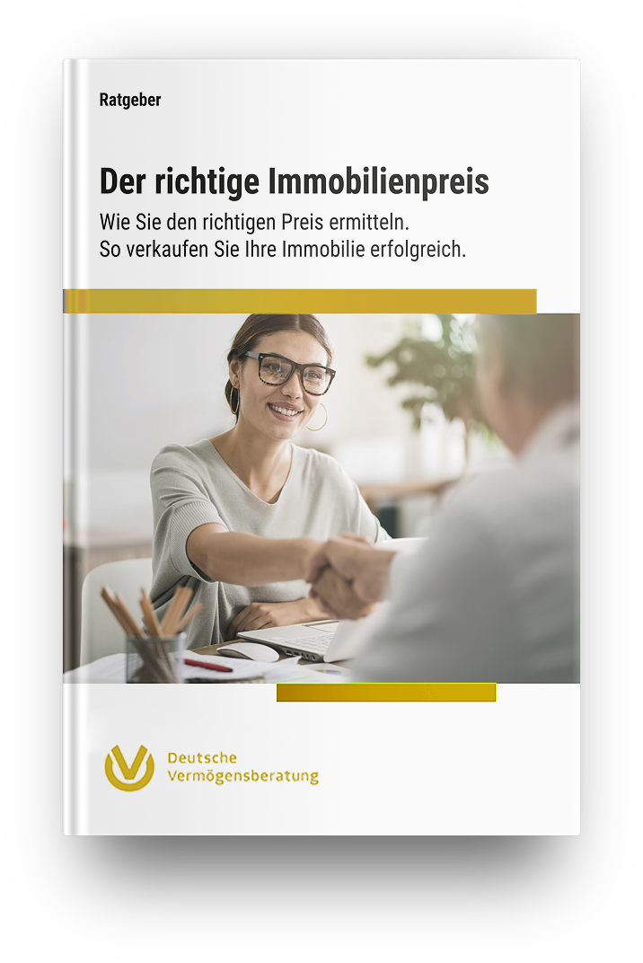 Ratgeber-Cover „Der richtige Immobilienpreis“ im DVAG-Markenauftritt